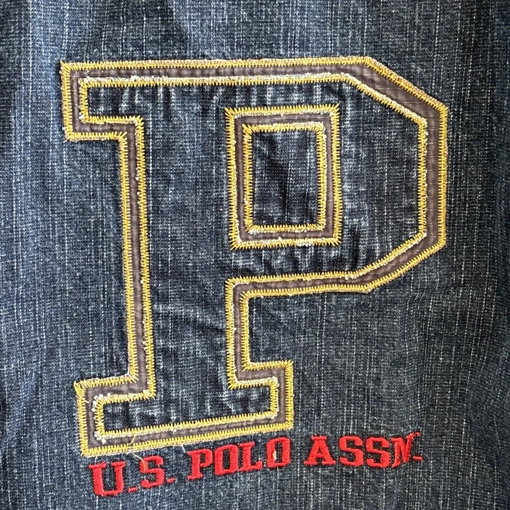 Vtg U.S. Polo Assn. XXL Denim Jacket Embroidered Logo Classic Blue Jean Trucker